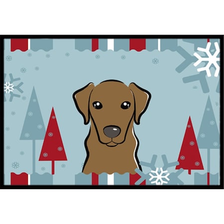 Carolines Treasures Winter Holiday Chocolate Labrador Indoor and Outdoor Mat- 18 x 27 in. BB1730MAT